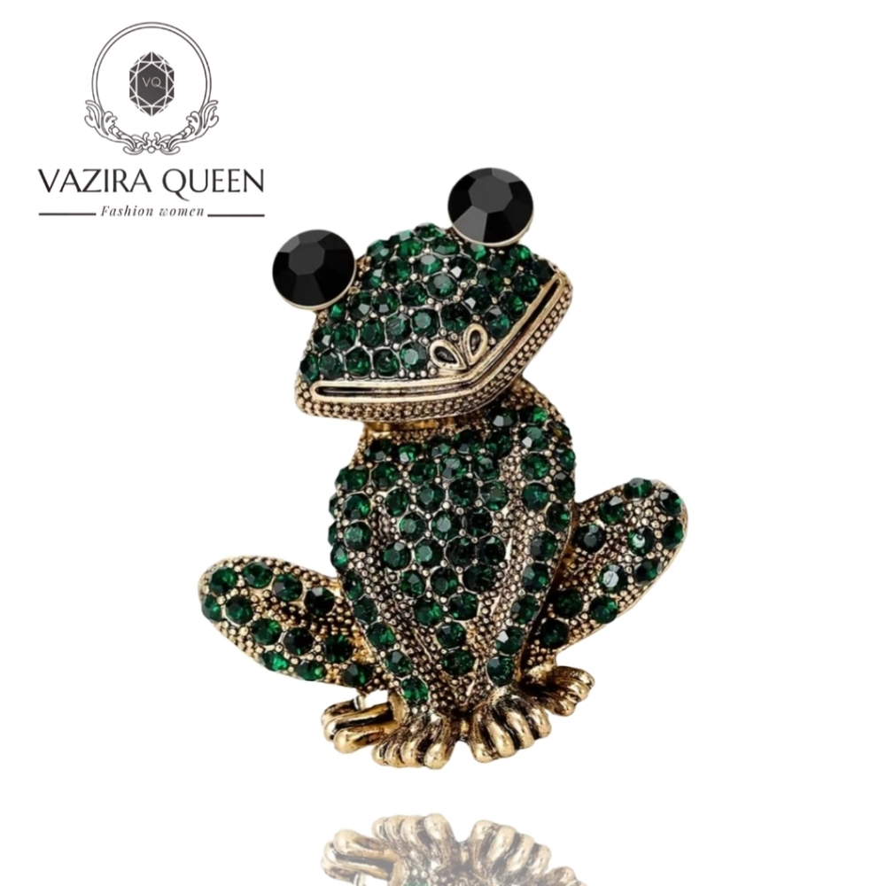 VQ Enamel Frog Brooch
